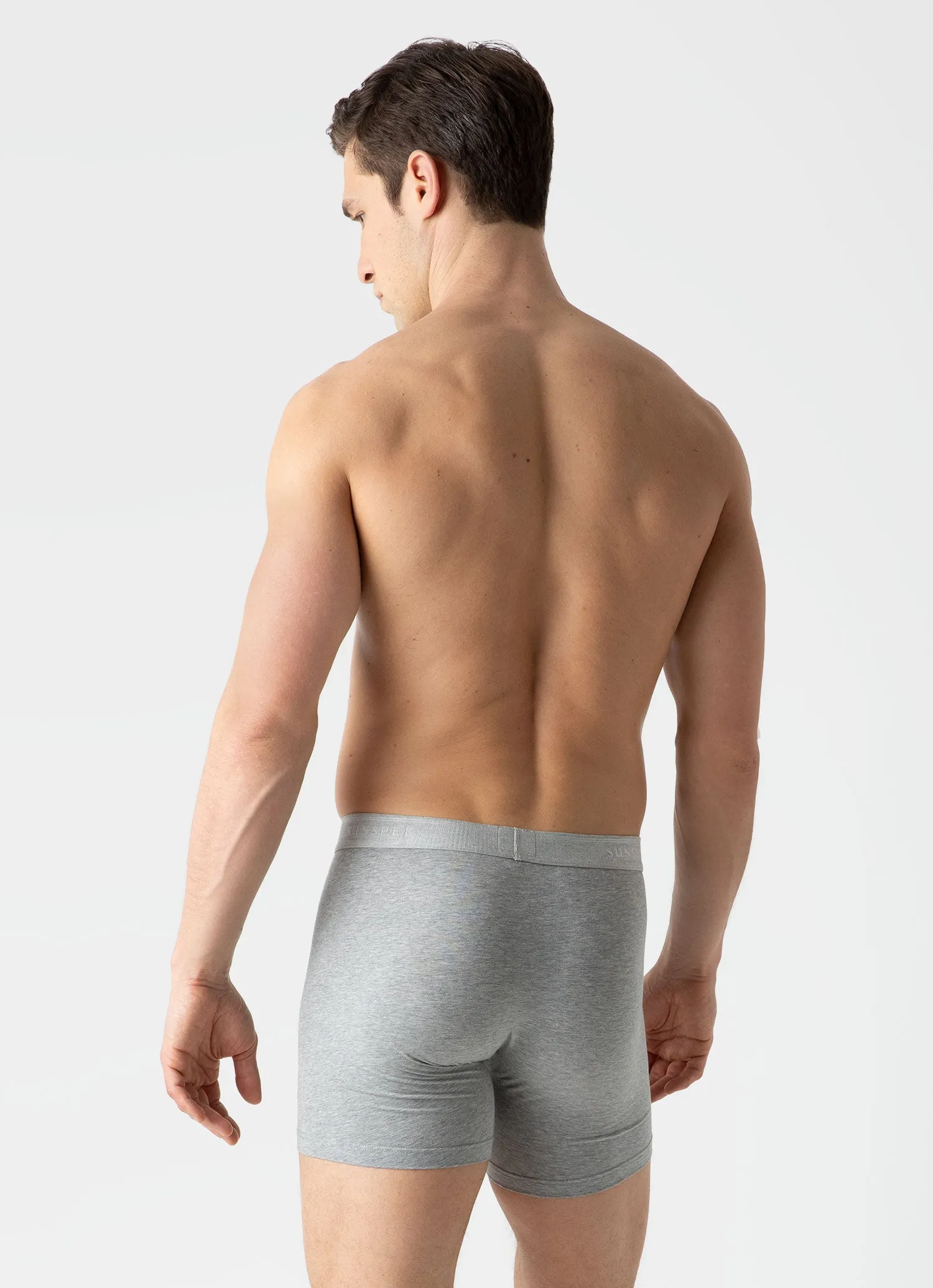 Men's Stretch Cotton Boxer Briefs in Grey Melange