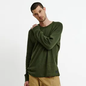 Mens Waffle Long Sleeve Tee Olive