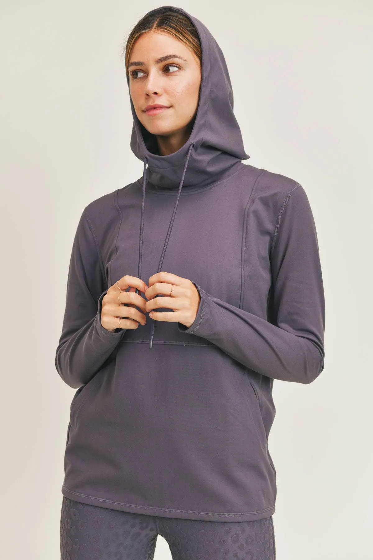 Mono B GREEN Boxy Active Essential Hoodie Pullover