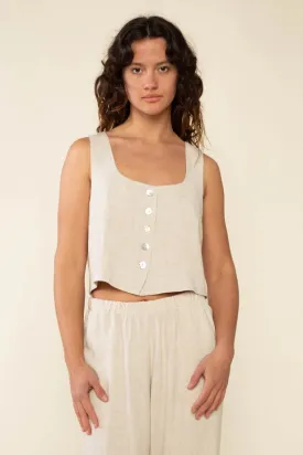 NLT - Square Neck Linen Vest | Natural