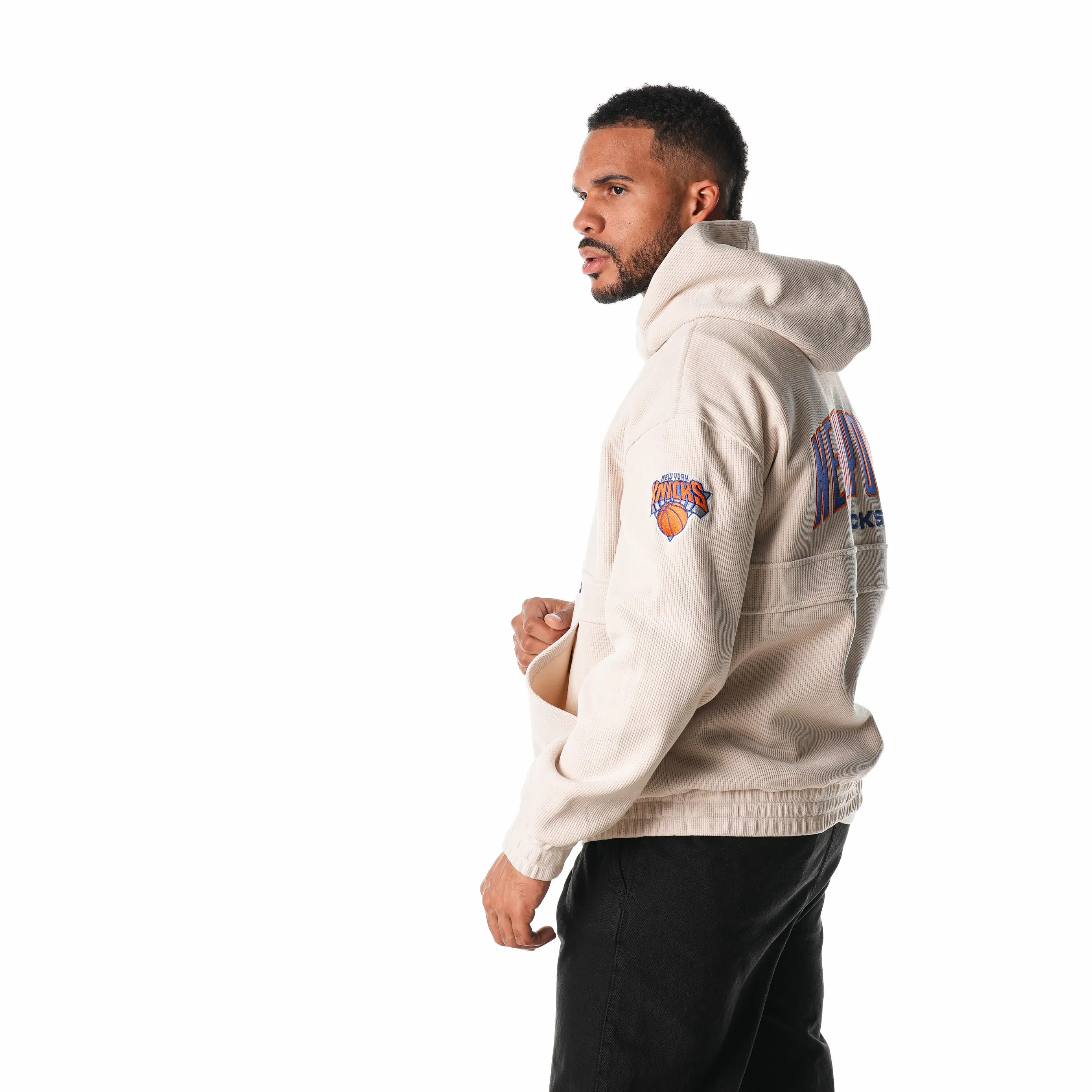 NY KNICKS UNISEX CORDUROY HOODIE - CREAM