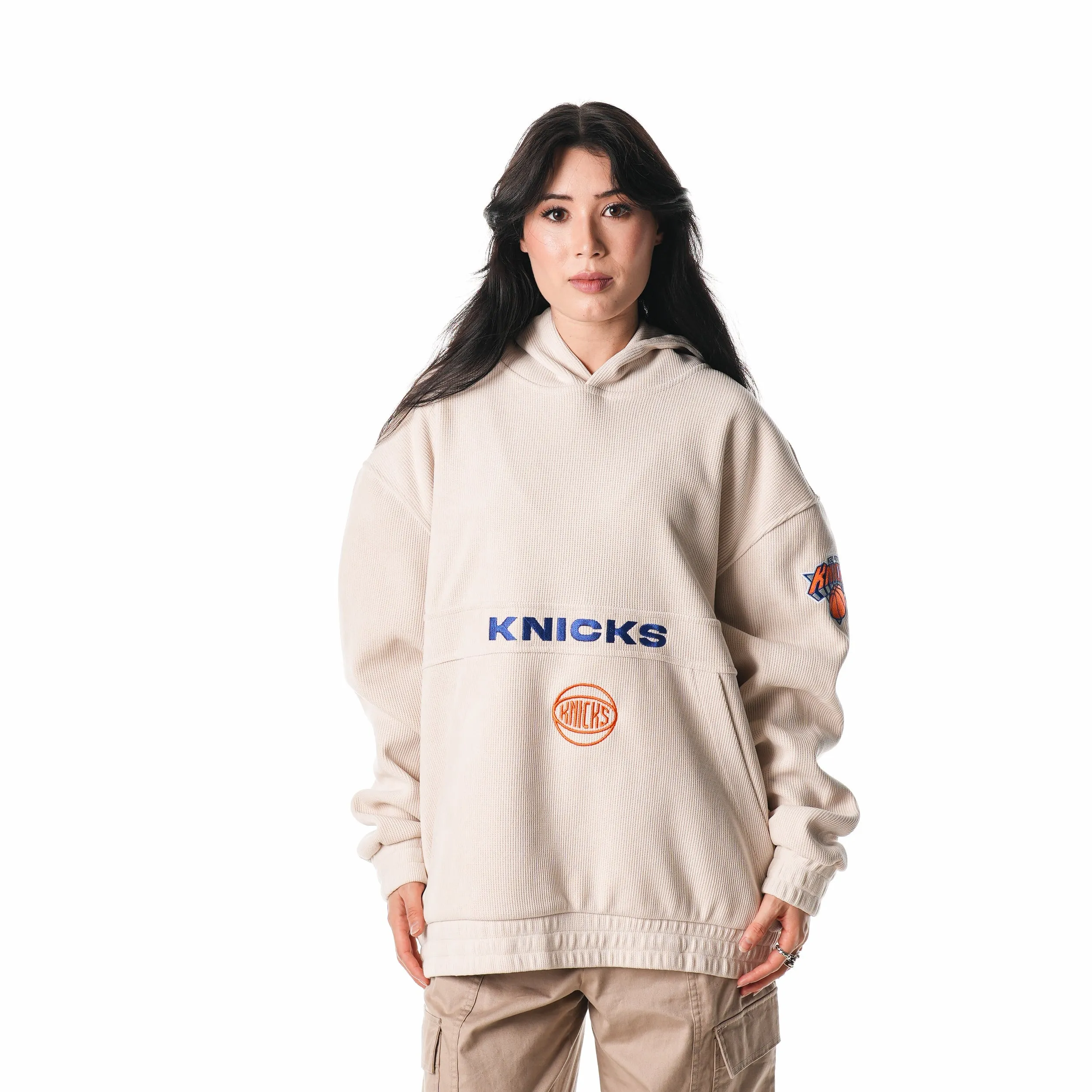 NY KNICKS UNISEX CORDUROY HOODIE - CREAM