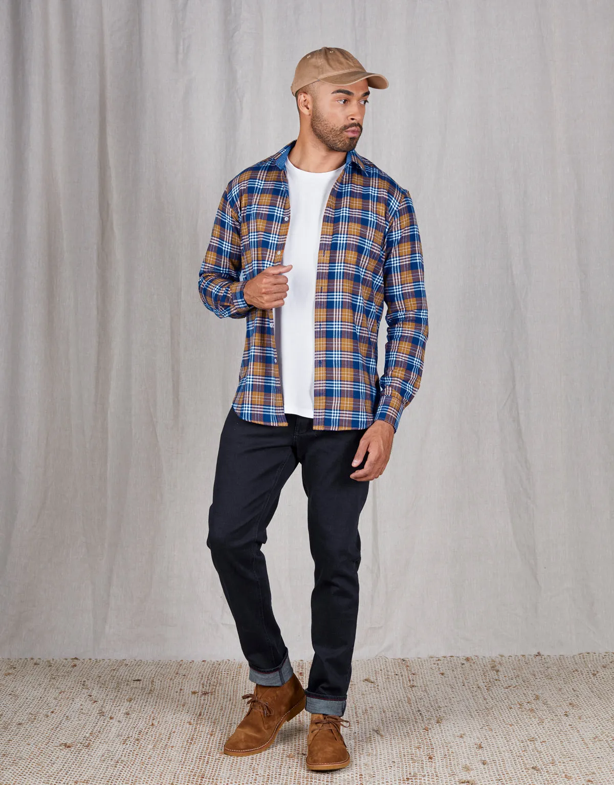 Ohope Orange Check Flannel Shirt