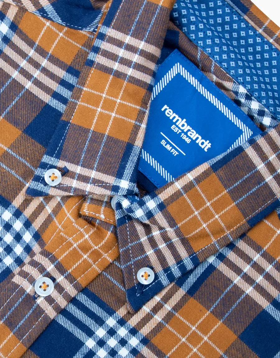 Ohope Orange Check Flannel Shirt