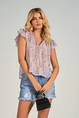 Orchid Ruffle Sleeve Top