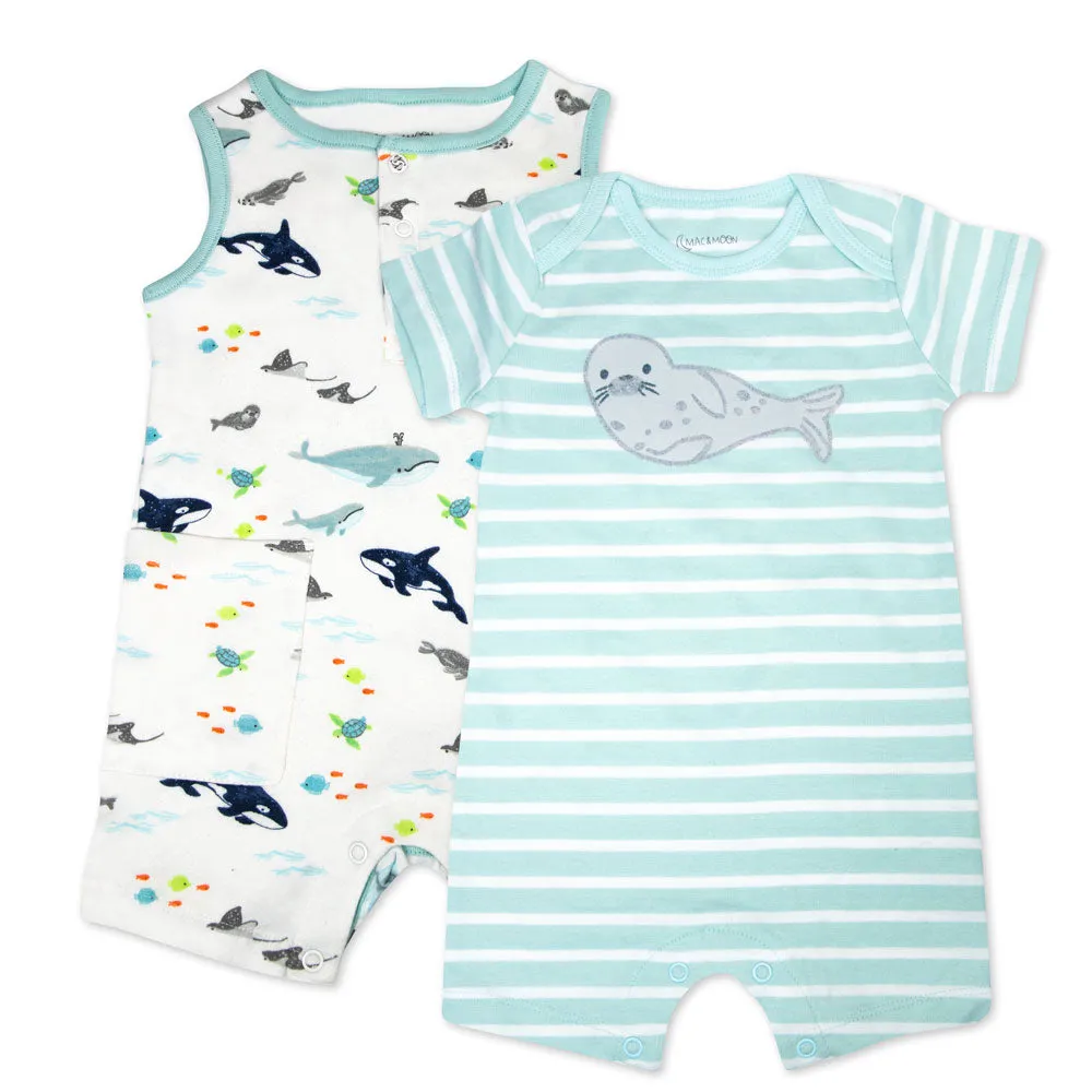 Organic Cotton 2-Pack Romper in Sweet Sea Life Print