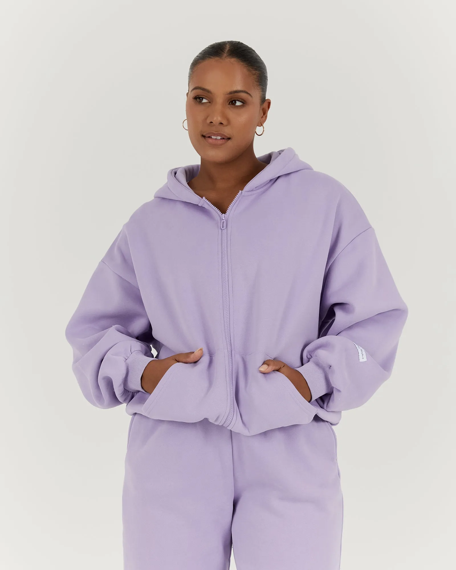 OVERSIZED ZIP UP HOODIE - LAVENDER