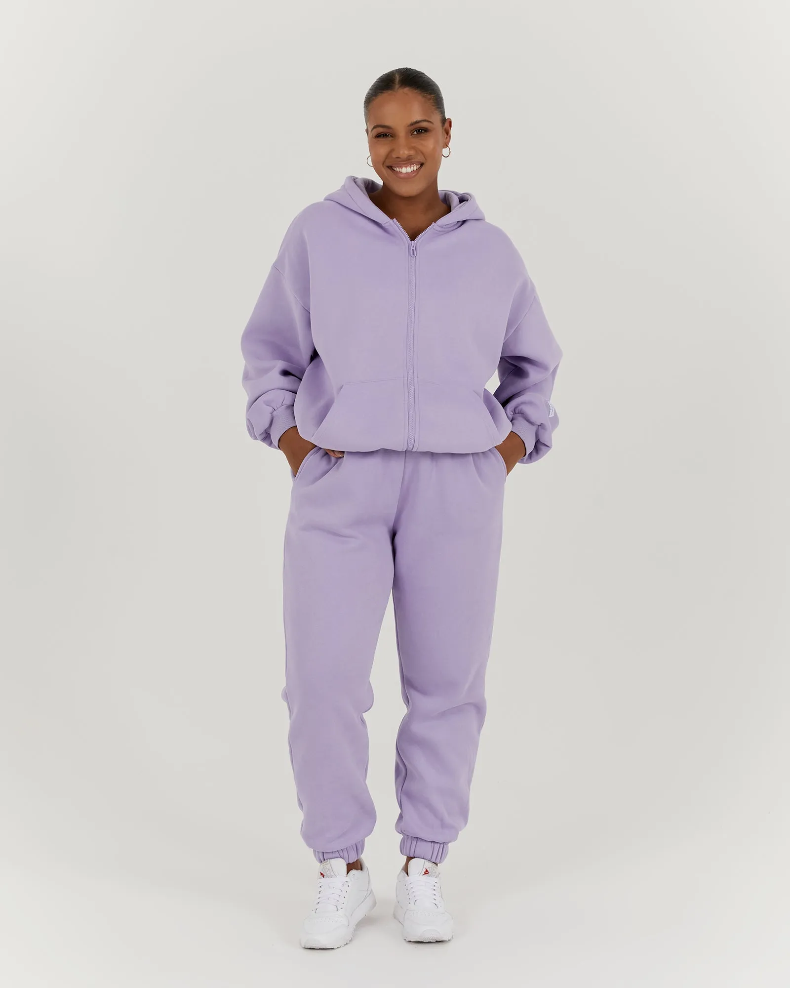 OVERSIZED ZIP UP HOODIE - LAVENDER