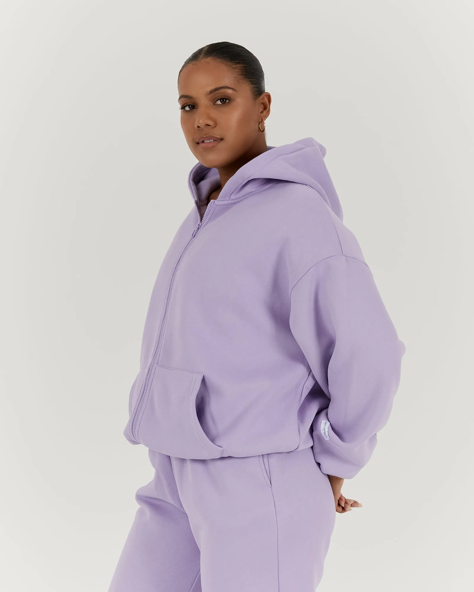 OVERSIZED ZIP UP HOODIE - LAVENDER