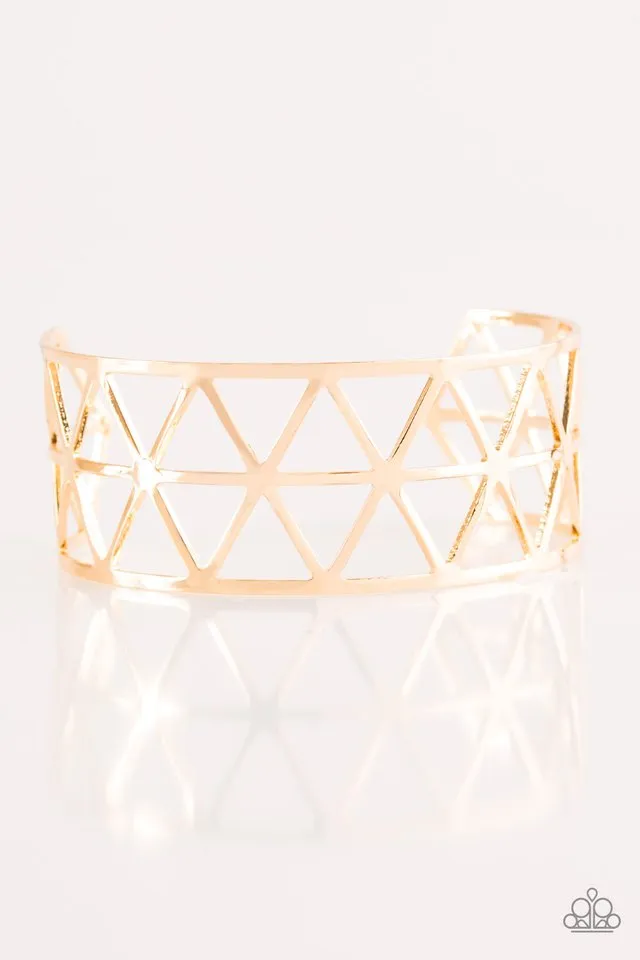 Paparazzi Accessories  - Knock Into Shape #B291 Basket - Gold Cuff Bracelet