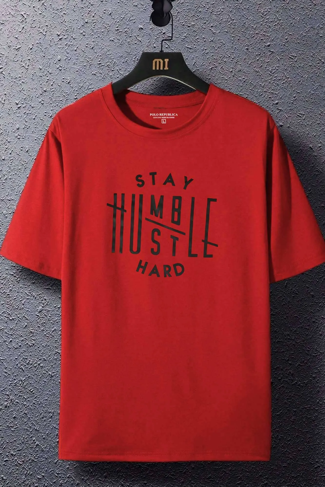 Polo Republica Men's Stay Humble Printed Crew Neck Tee Shirt