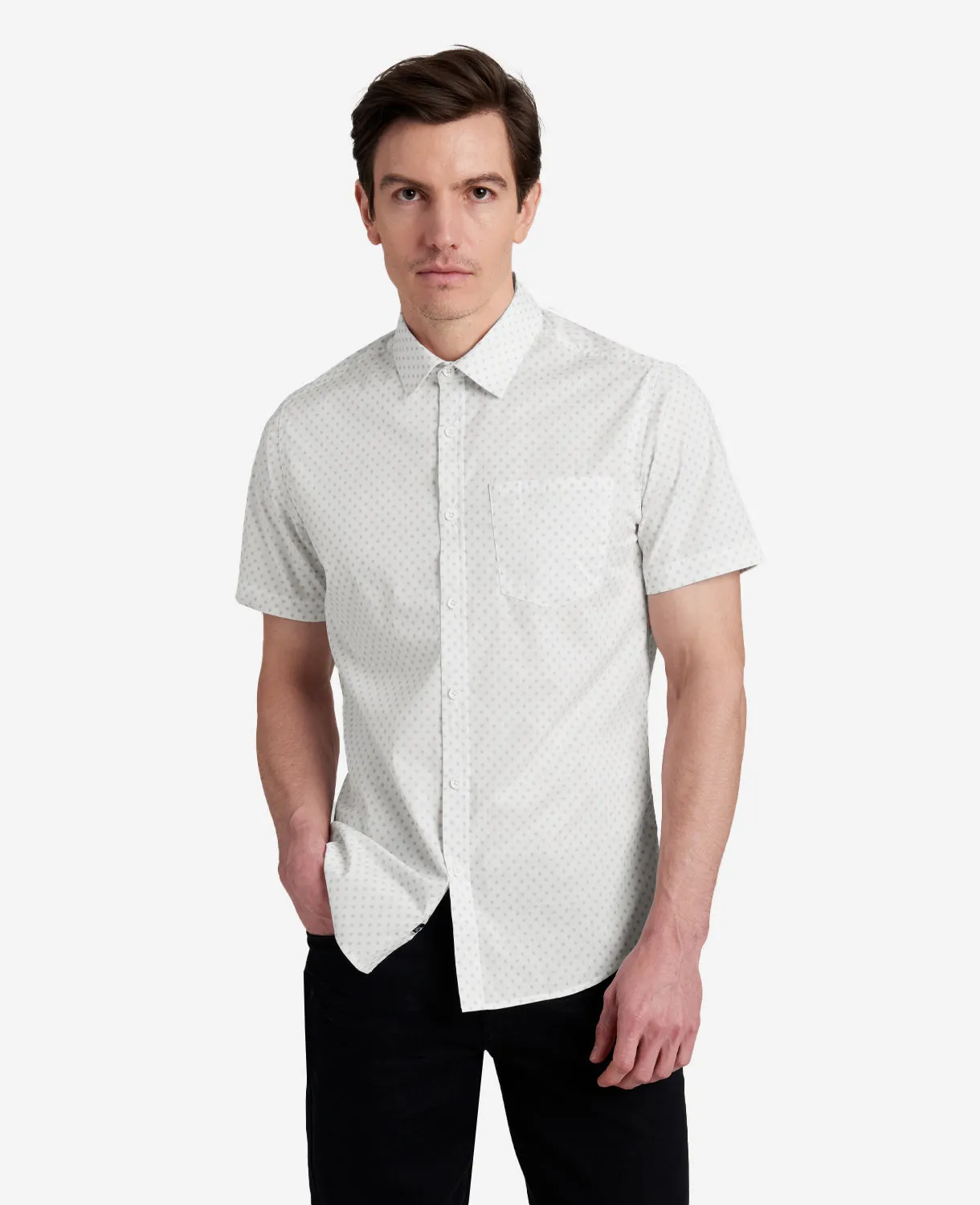 Printed Short Sleeve Pocket Button-Down Shirt