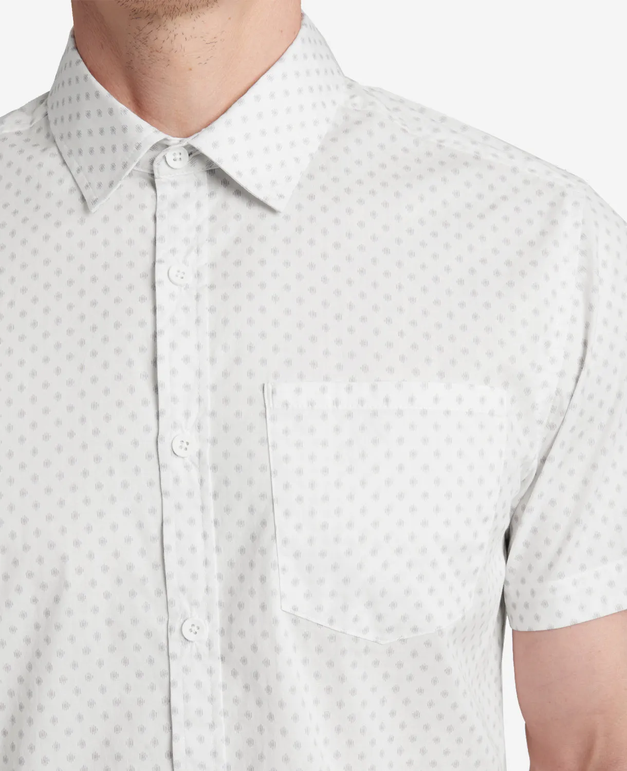 Printed Short Sleeve Pocket Button-Down Shirt