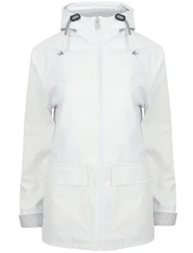 Puffin Shower Resistant Hooded Rain Coat in Bright White - Northern Expo