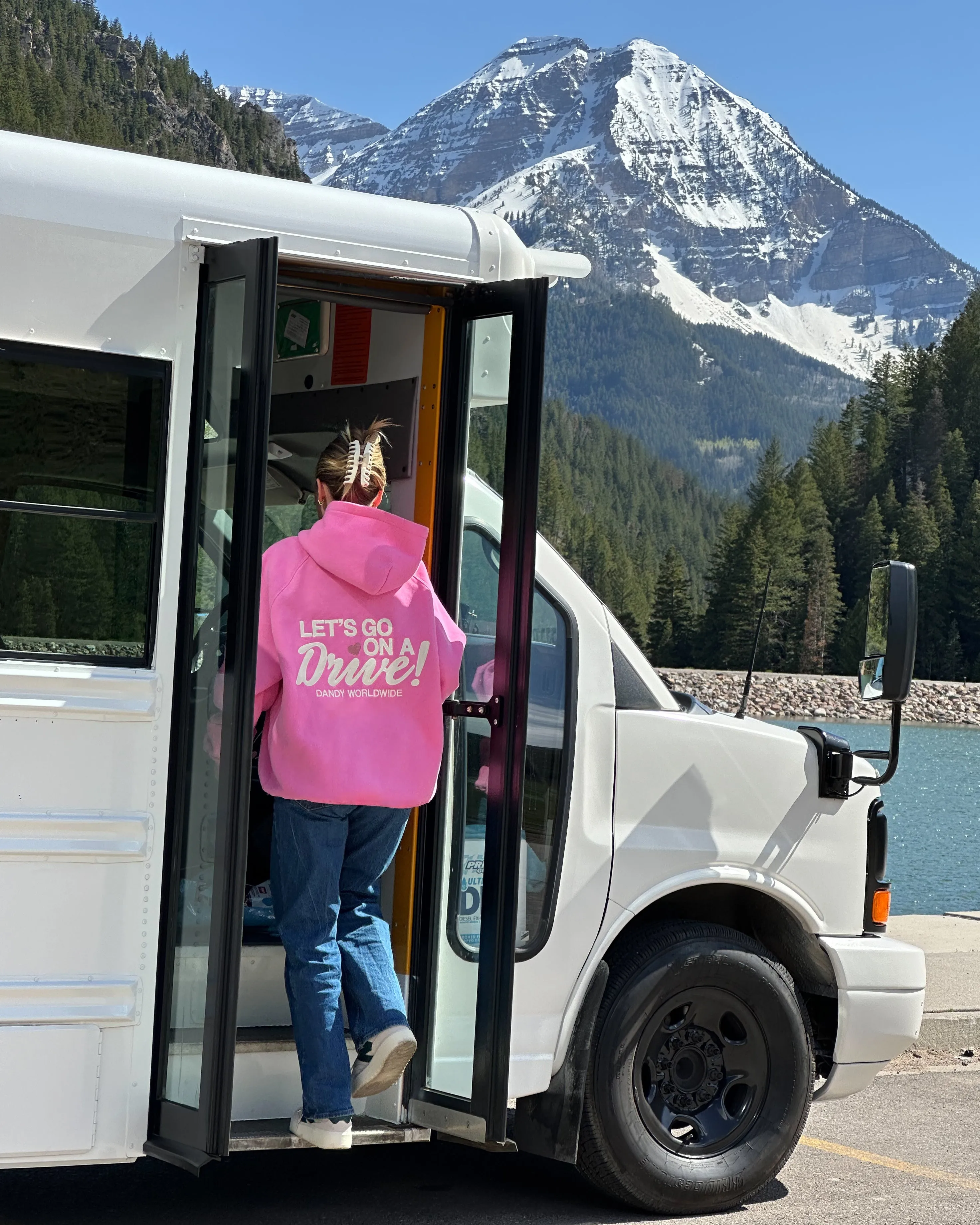 "Let's Go on a Drive" Oversized Lux Hoodie in Pink