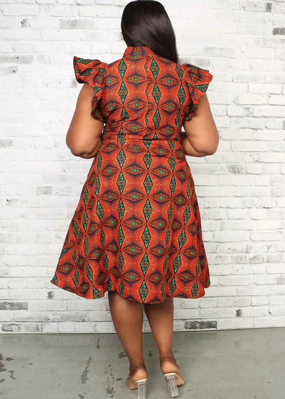 Rere Short Sleeve Flared African Print Dress For Women (Mid length)