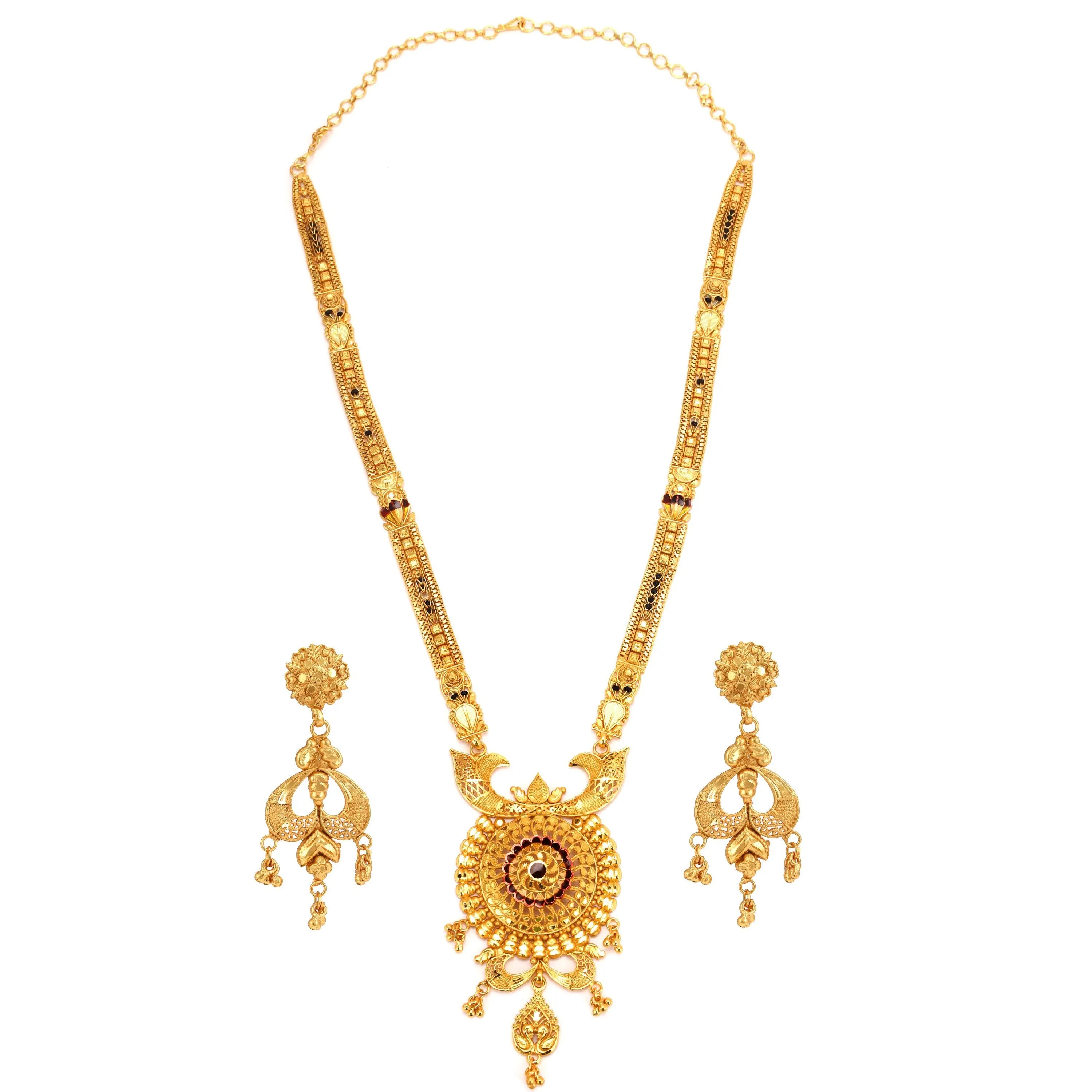 Round Motif Sitahar With Mangalsutra Beads And Matching Earrings