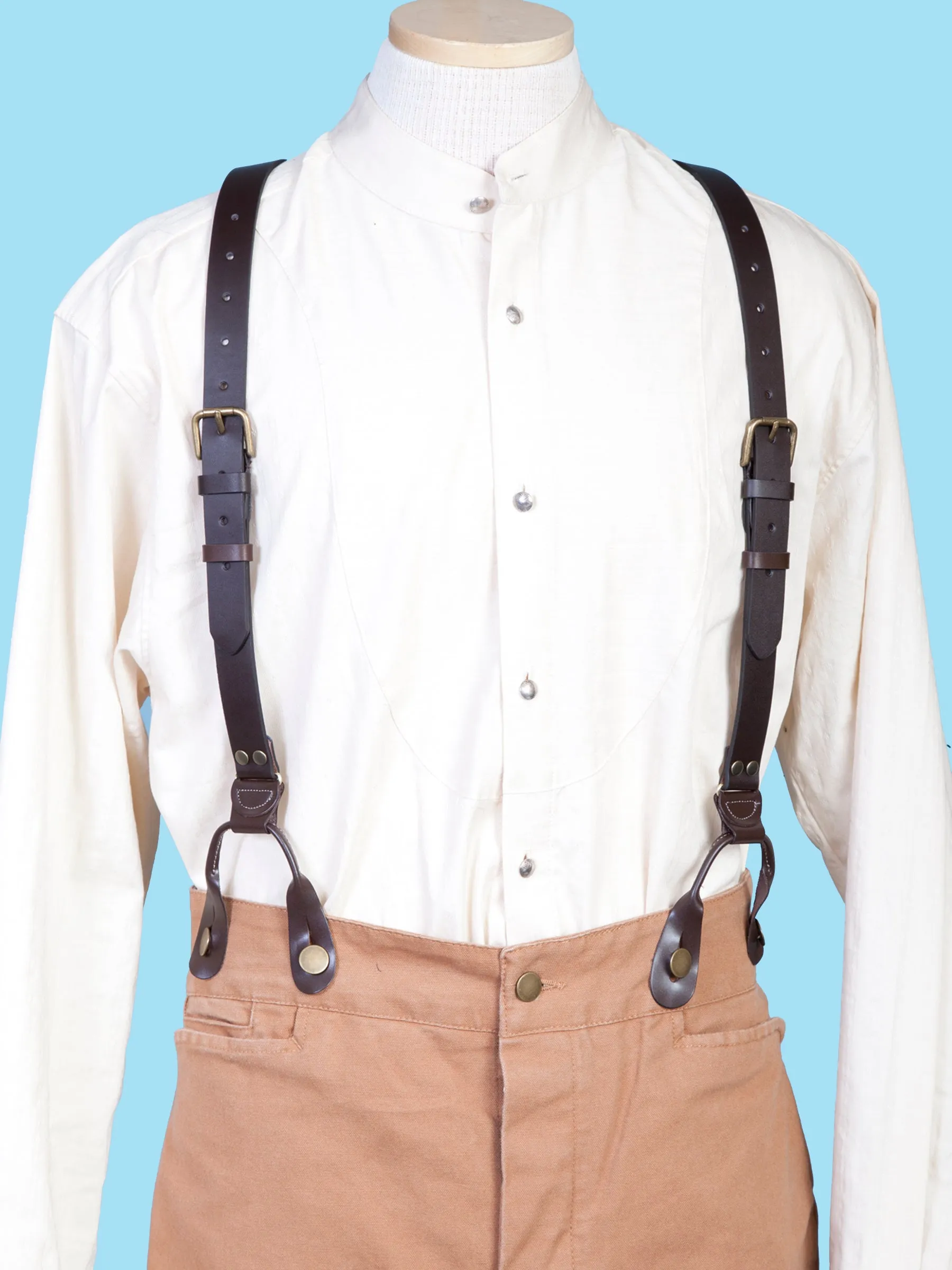 Scully® Adjustable Leather Old West Style Button Hole Suspenders