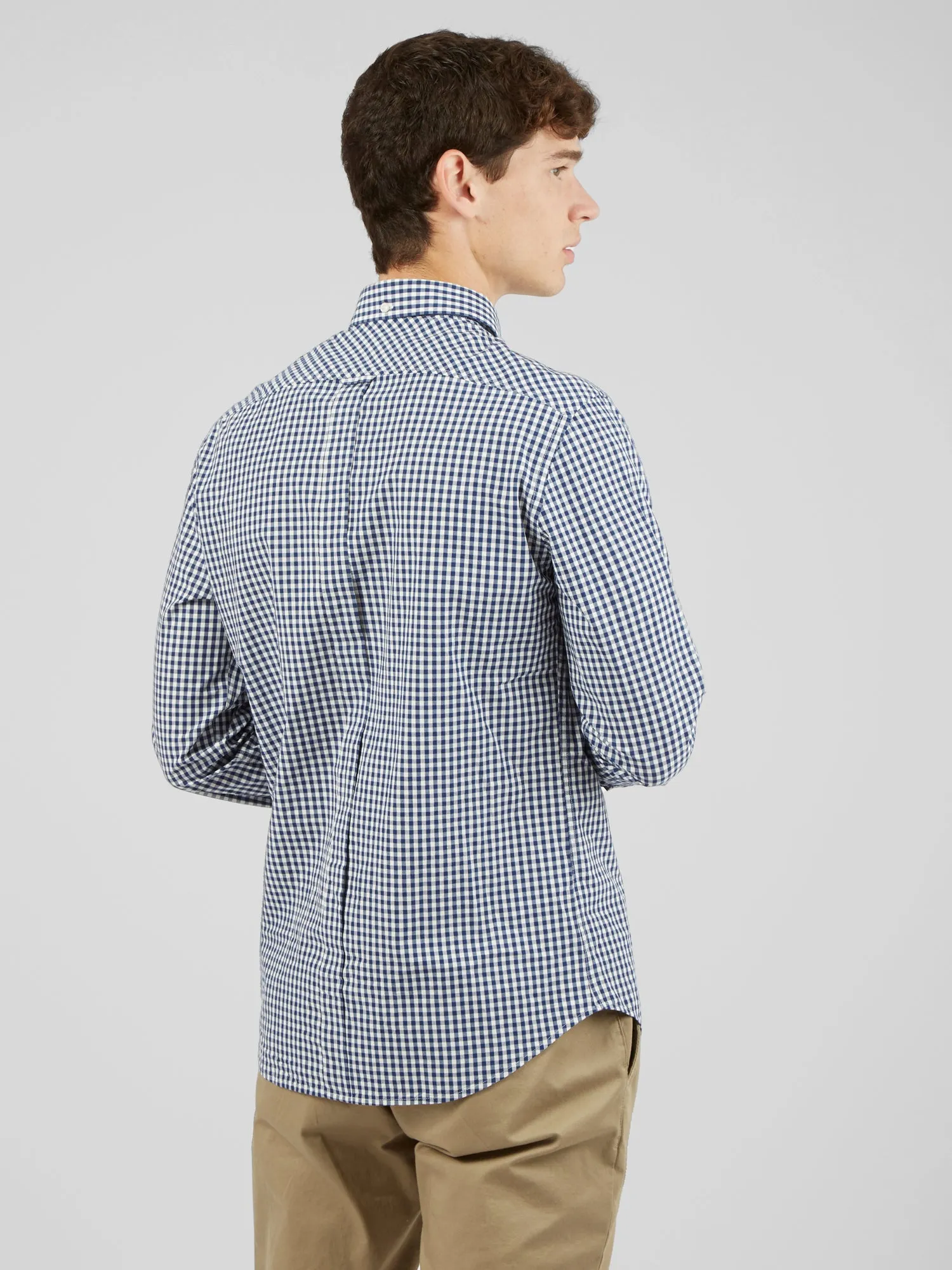 Signature Long-Sleeve Gingham Shirt - Dark Blue