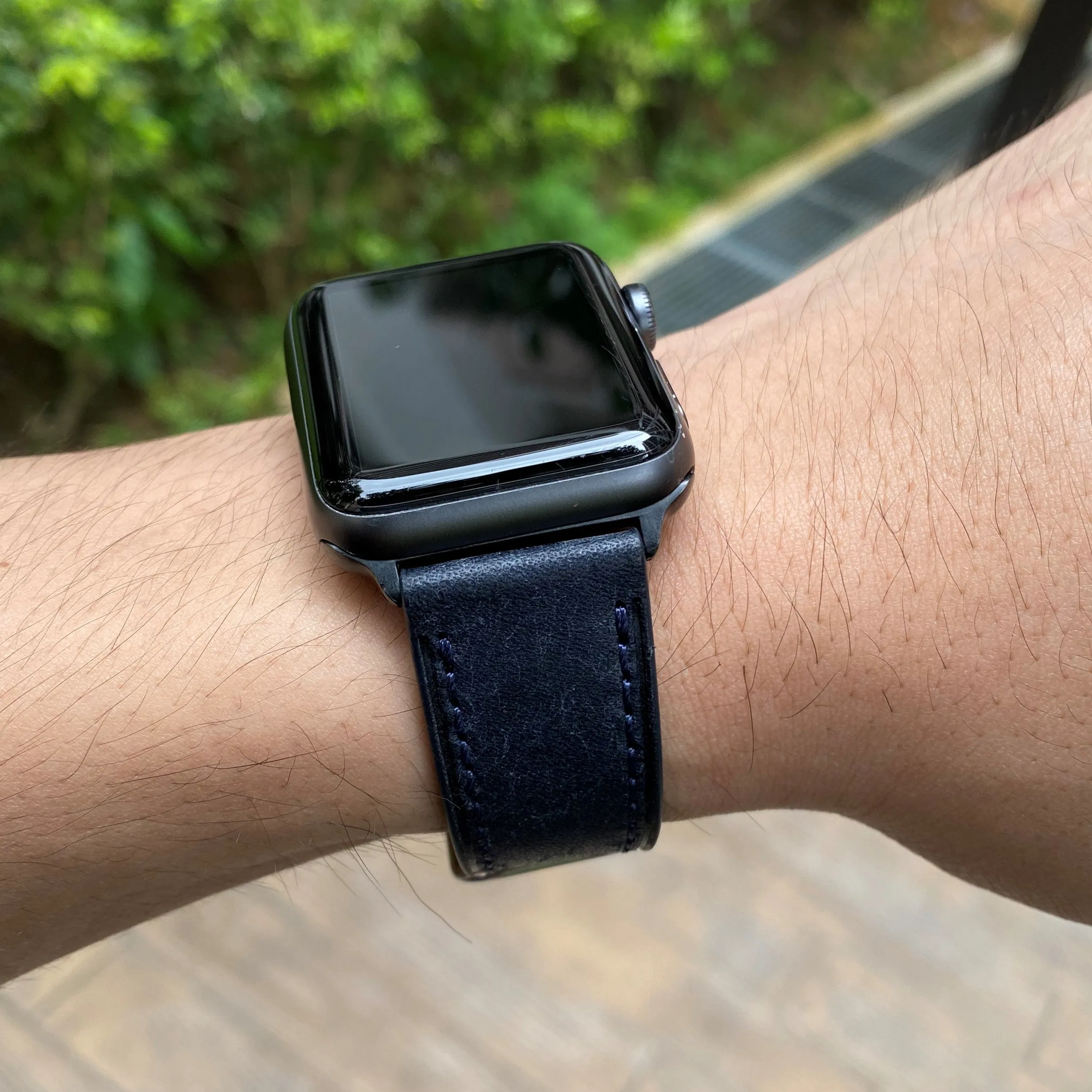 Signature Pueblo Leather Strap in Navy (Apple Watch)