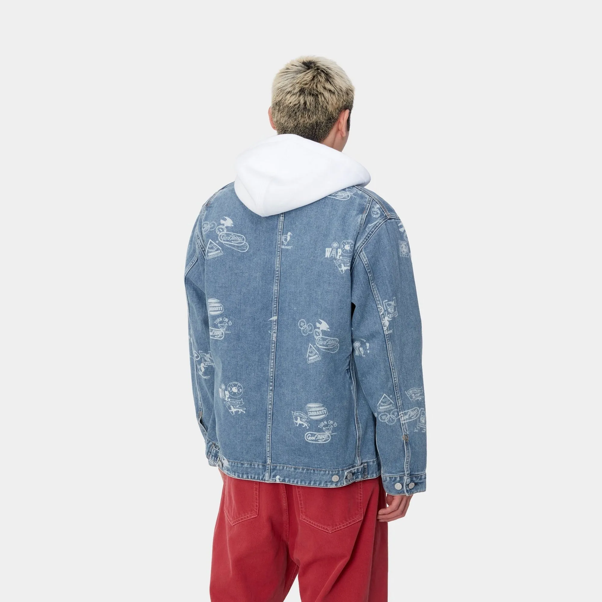 Stamp Print Jacket | Blue (bleached)