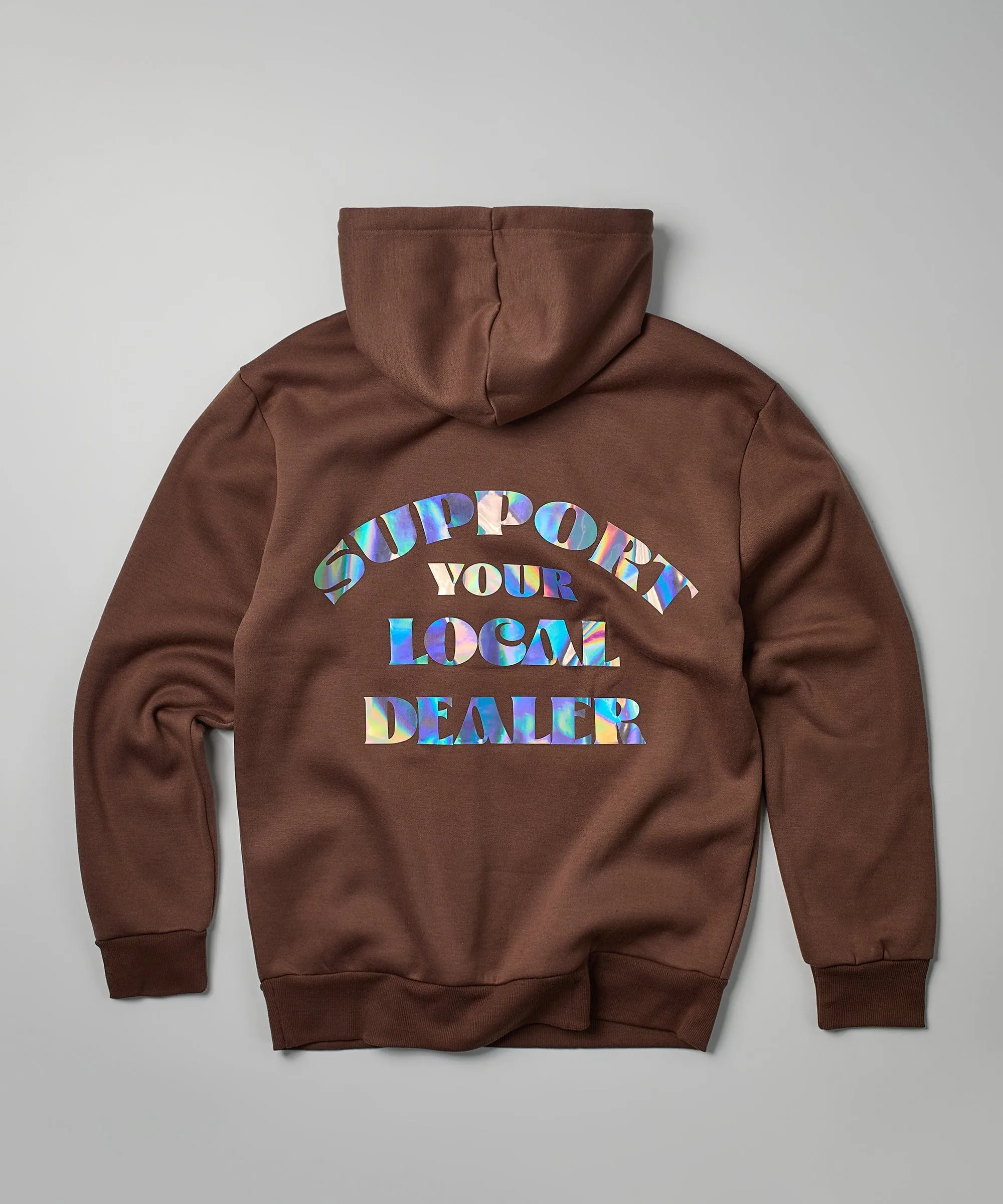 Support Local Iridescent Foil Print Hoodie - Brown