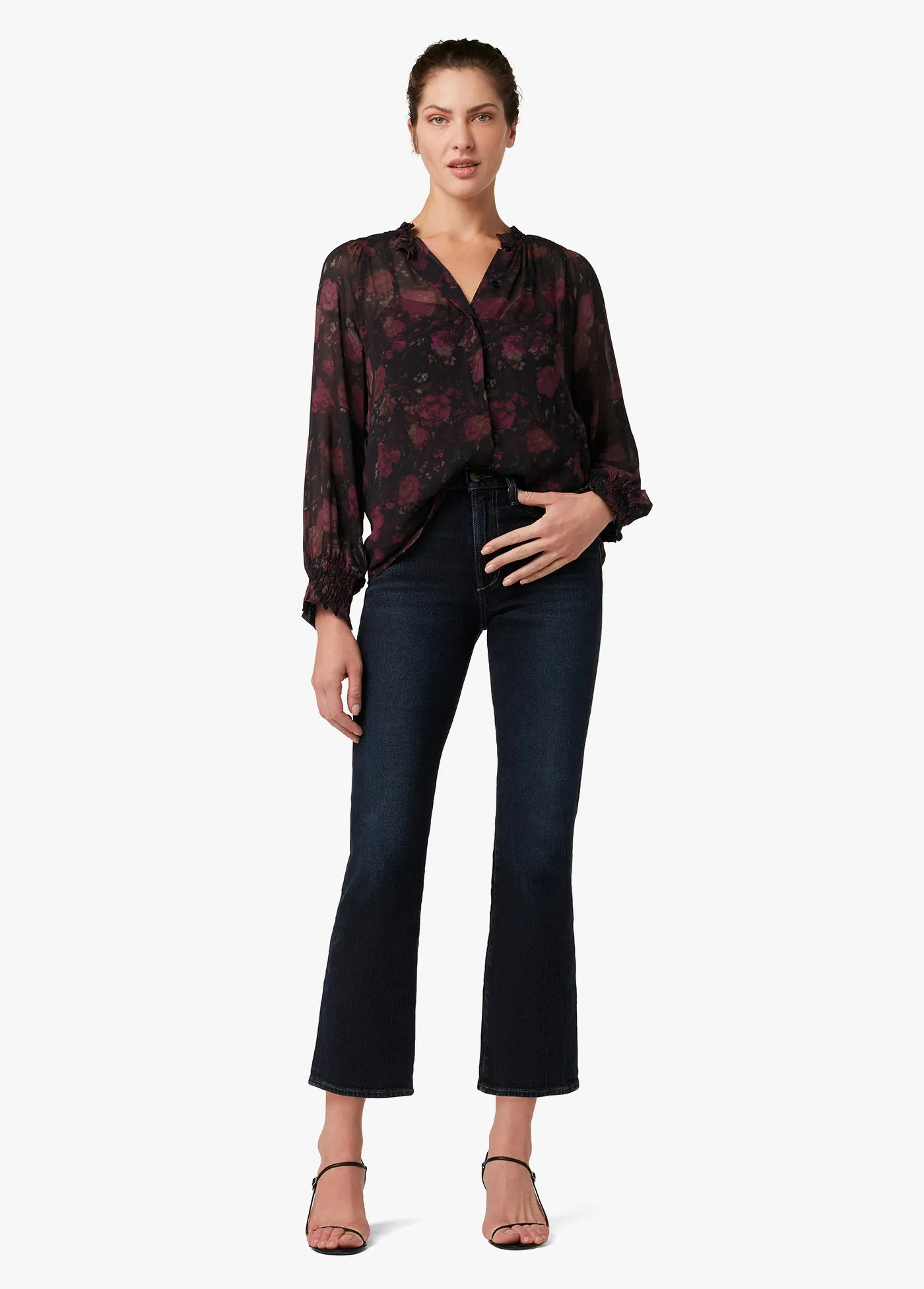 THE ARWEL SHIRRED TEXTURED GEORGETTE BLOUSE