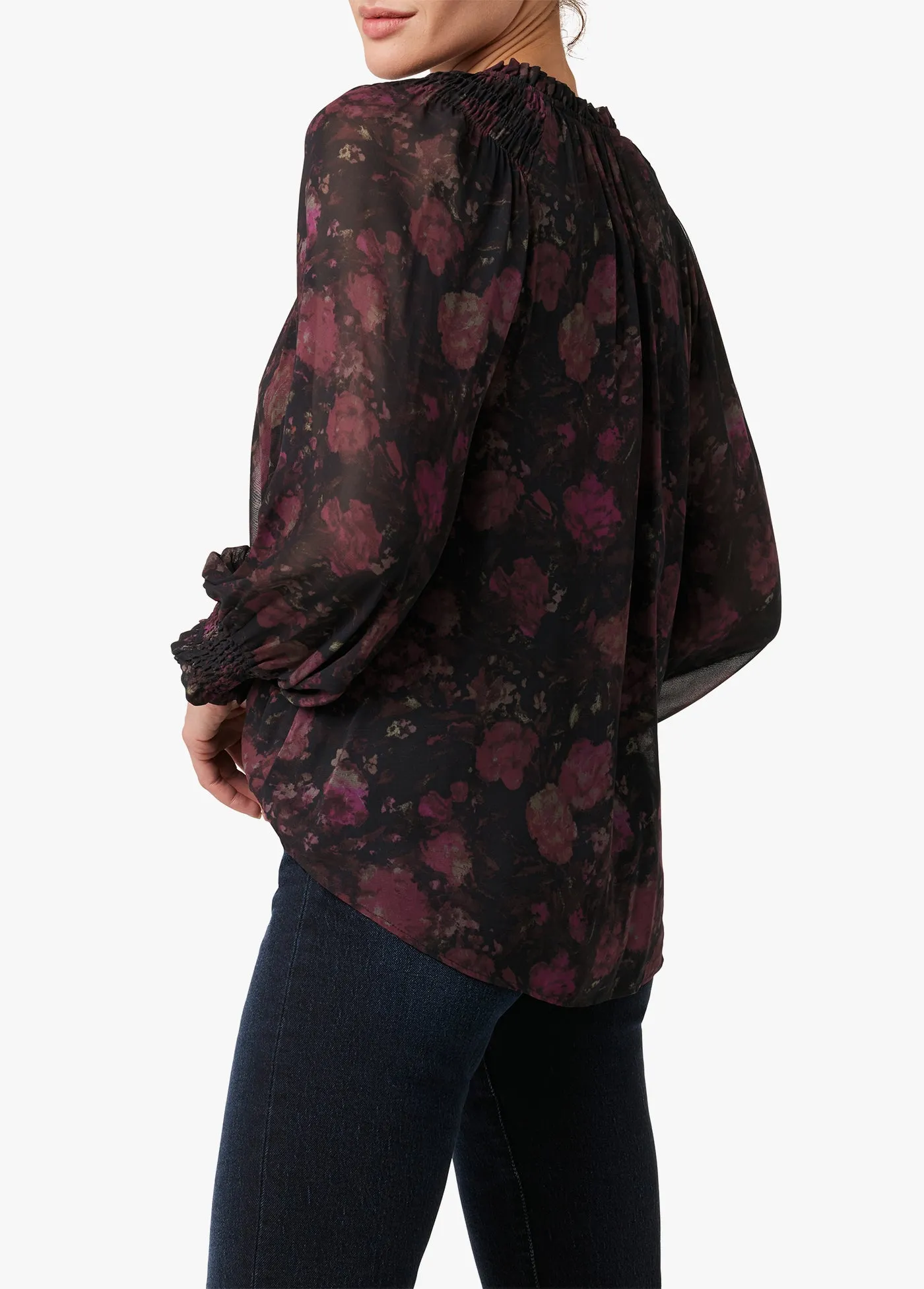 THE ARWEL SHIRRED TEXTURED GEORGETTE BLOUSE