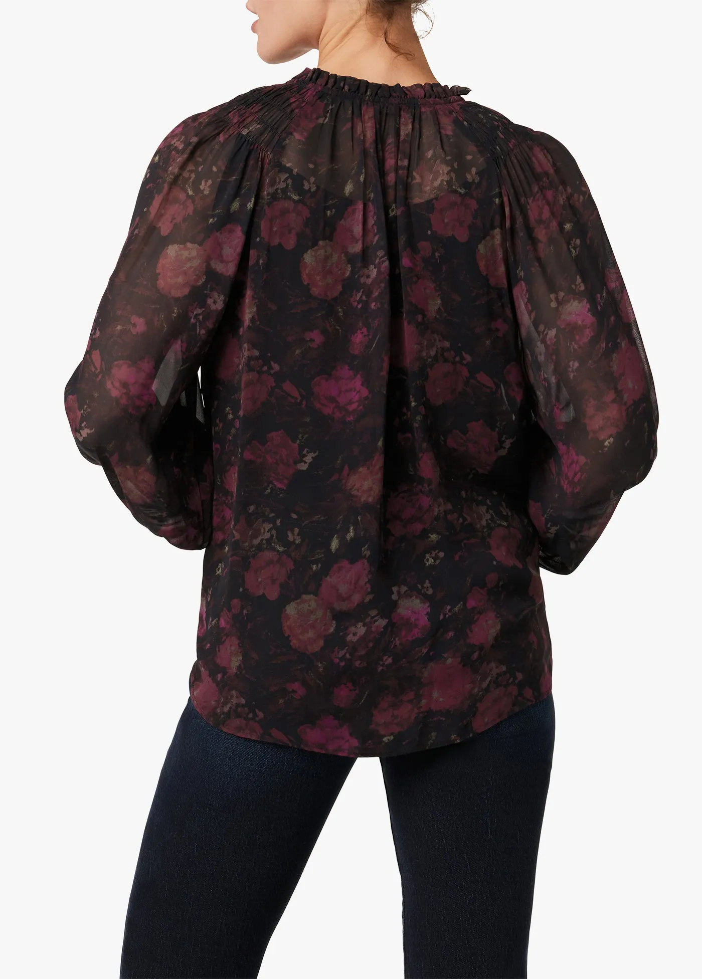 THE ARWEL SHIRRED TEXTURED GEORGETTE BLOUSE