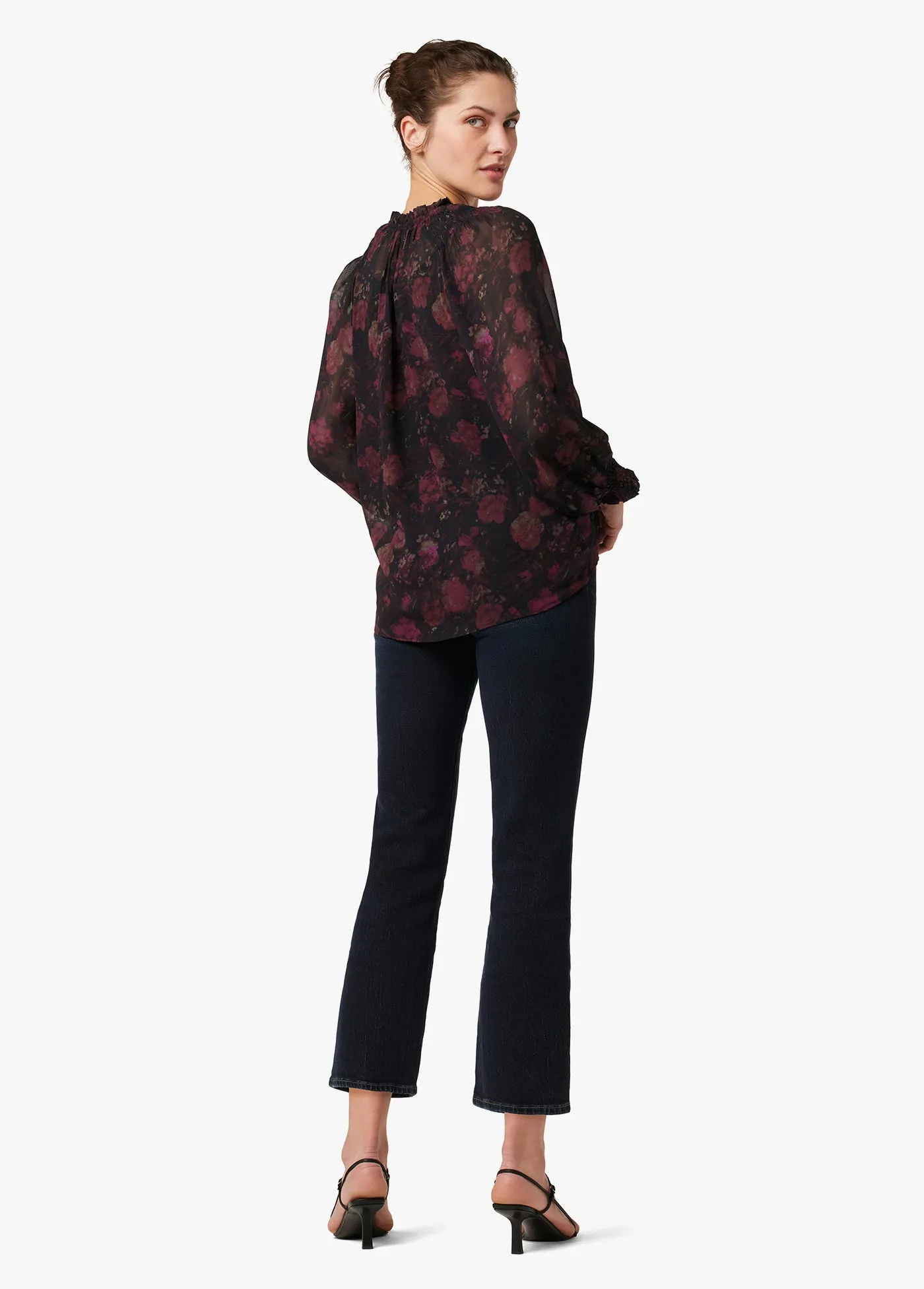 THE ARWEL SHIRRED TEXTURED GEORGETTE BLOUSE