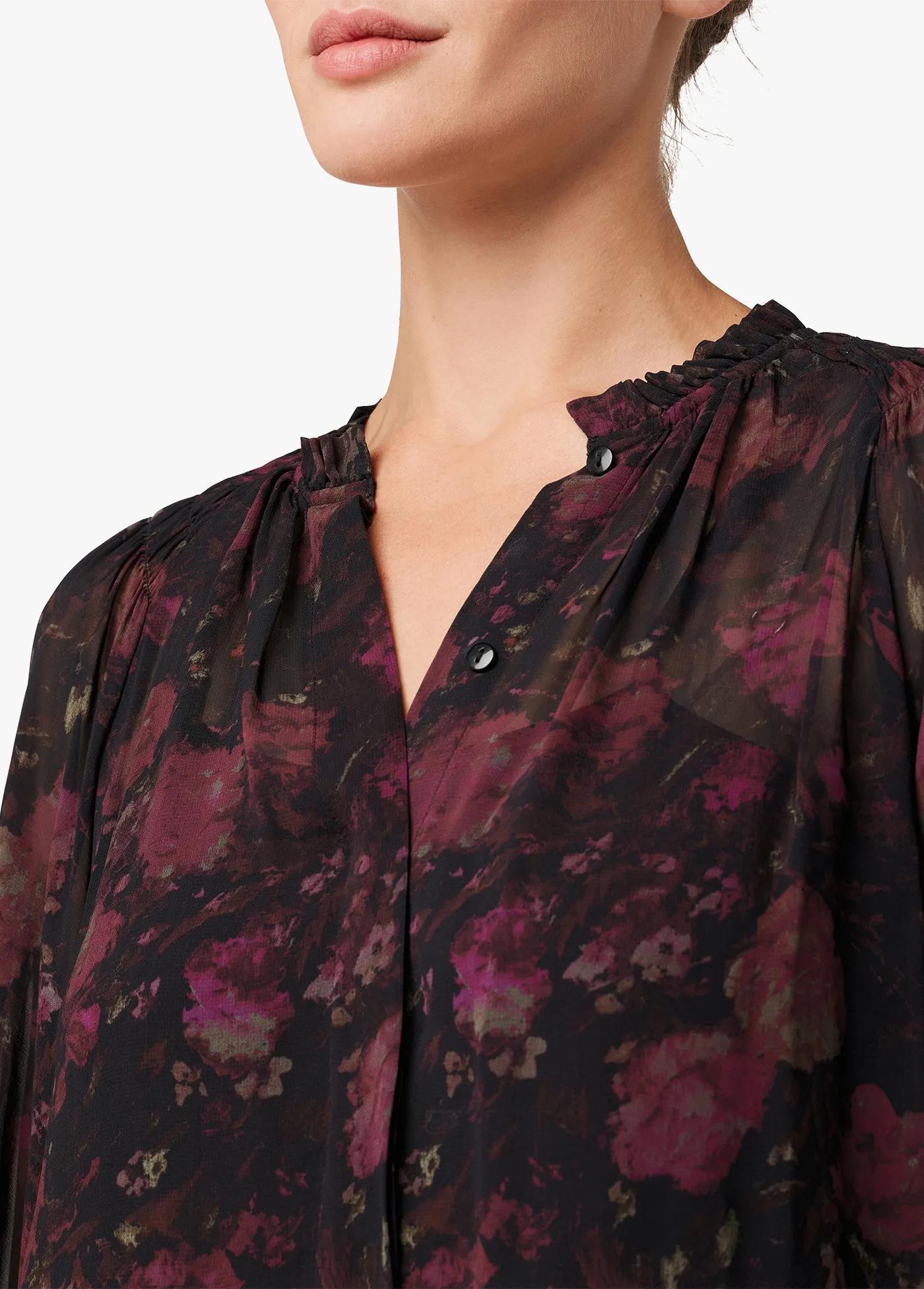 THE ARWEL SHIRRED TEXTURED GEORGETTE BLOUSE