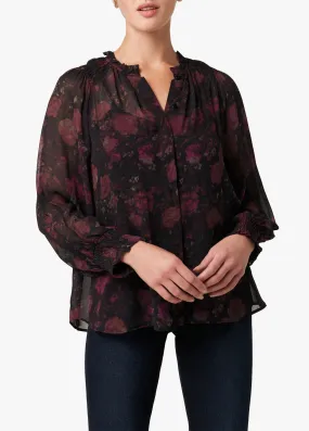 THE ARWEL SHIRRED TEXTURED GEORGETTE BLOUSE