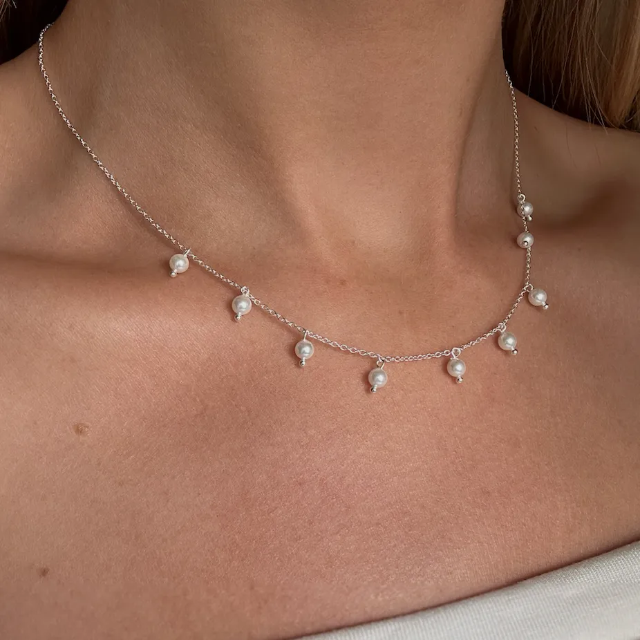 THIN PEARL NECKLACE Silver