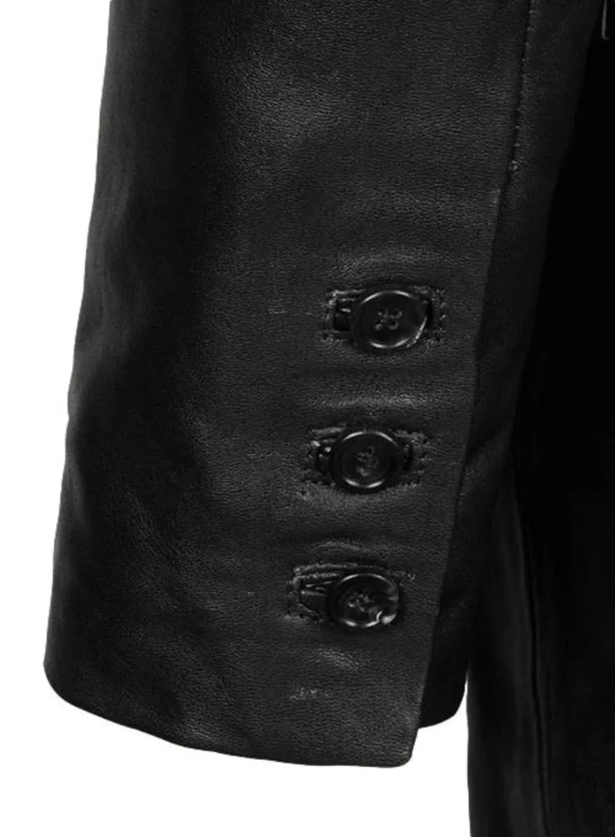 Unique Mens Black Leather Blazer | Laced Lapels, Perfect Fit