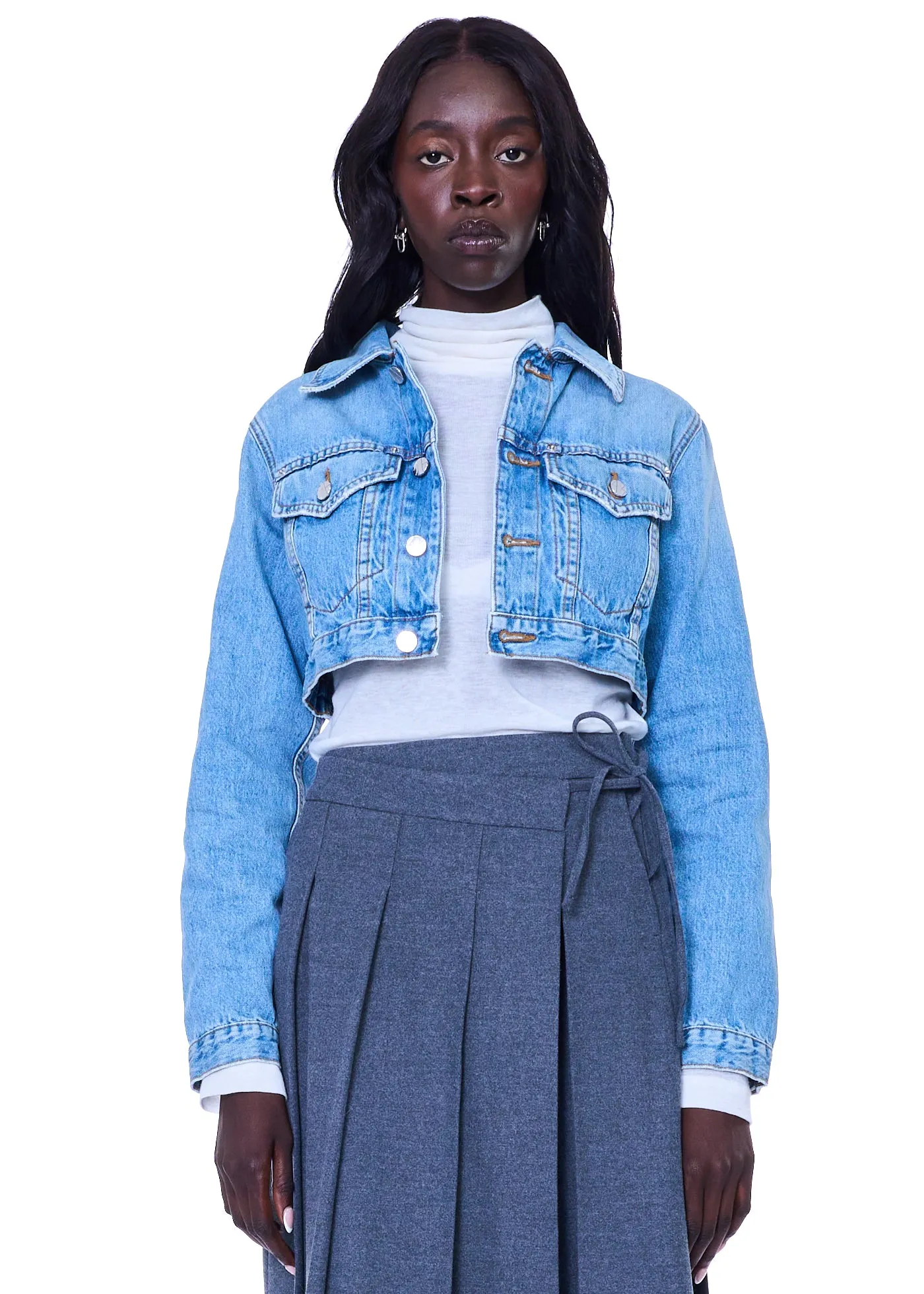 VIAVIA The Crop Trucker Denim Jacket In Milan