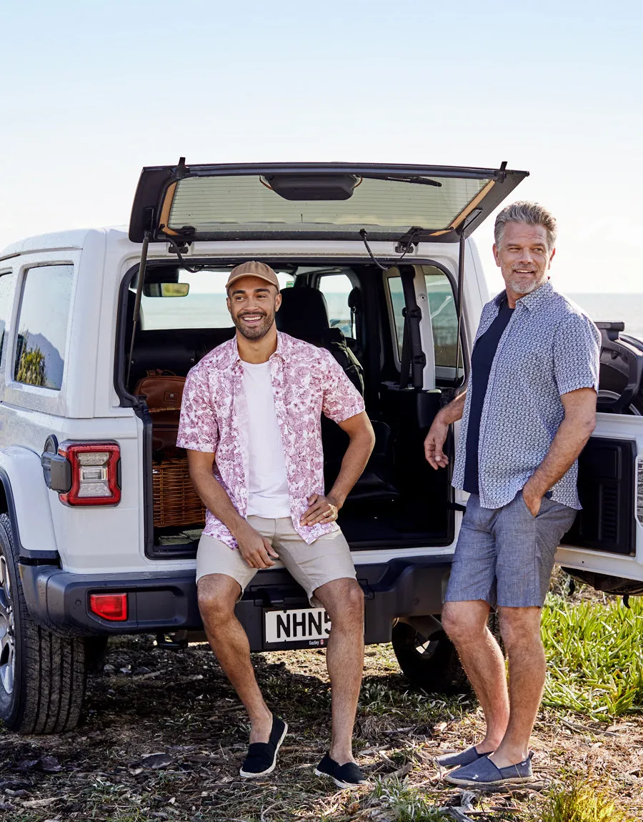 Waihi Navy Printed Short Sleeve Shirt