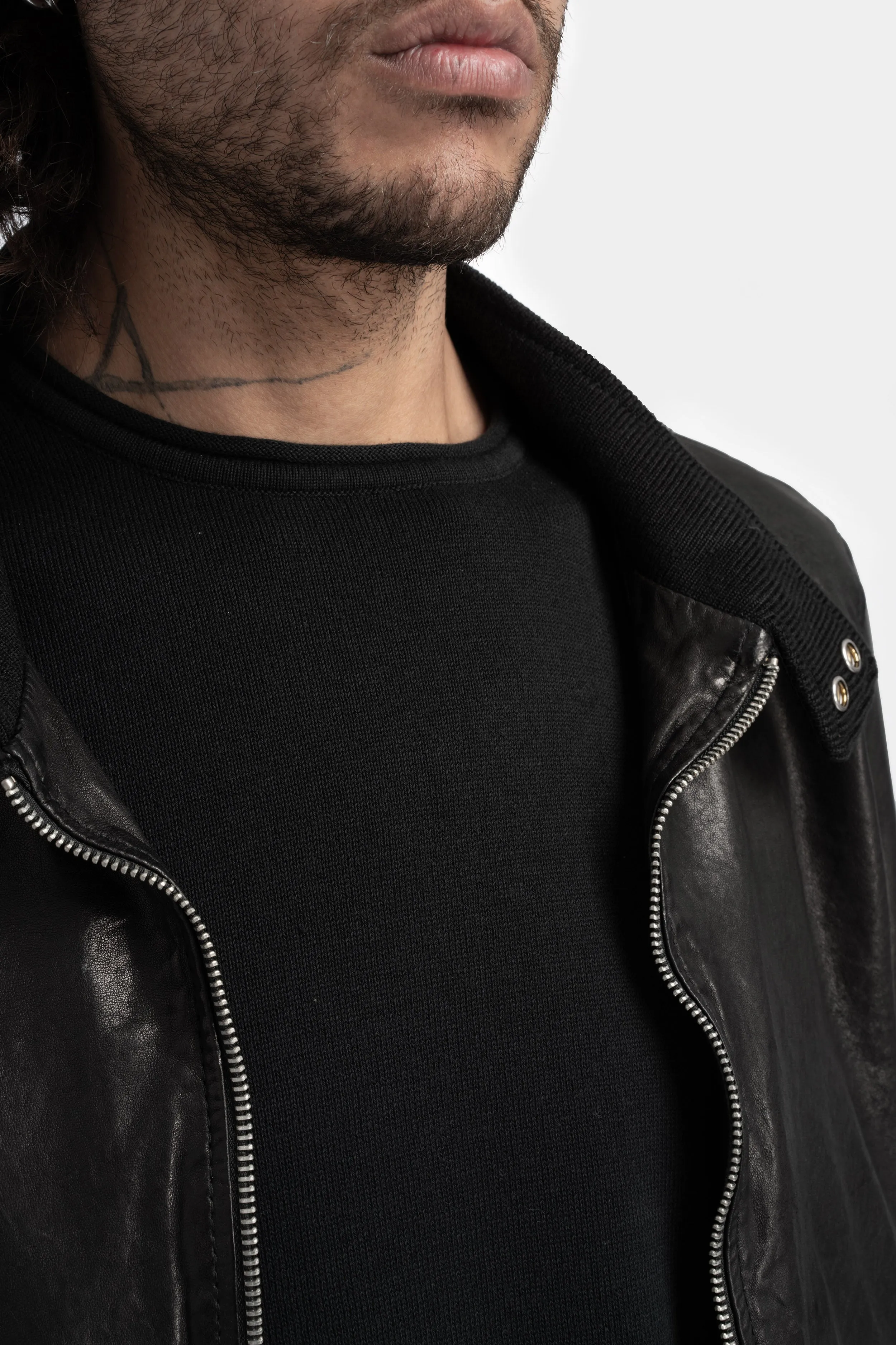 Washed leather bomber jacket