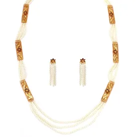 White Beaded Chatai Necklace Set