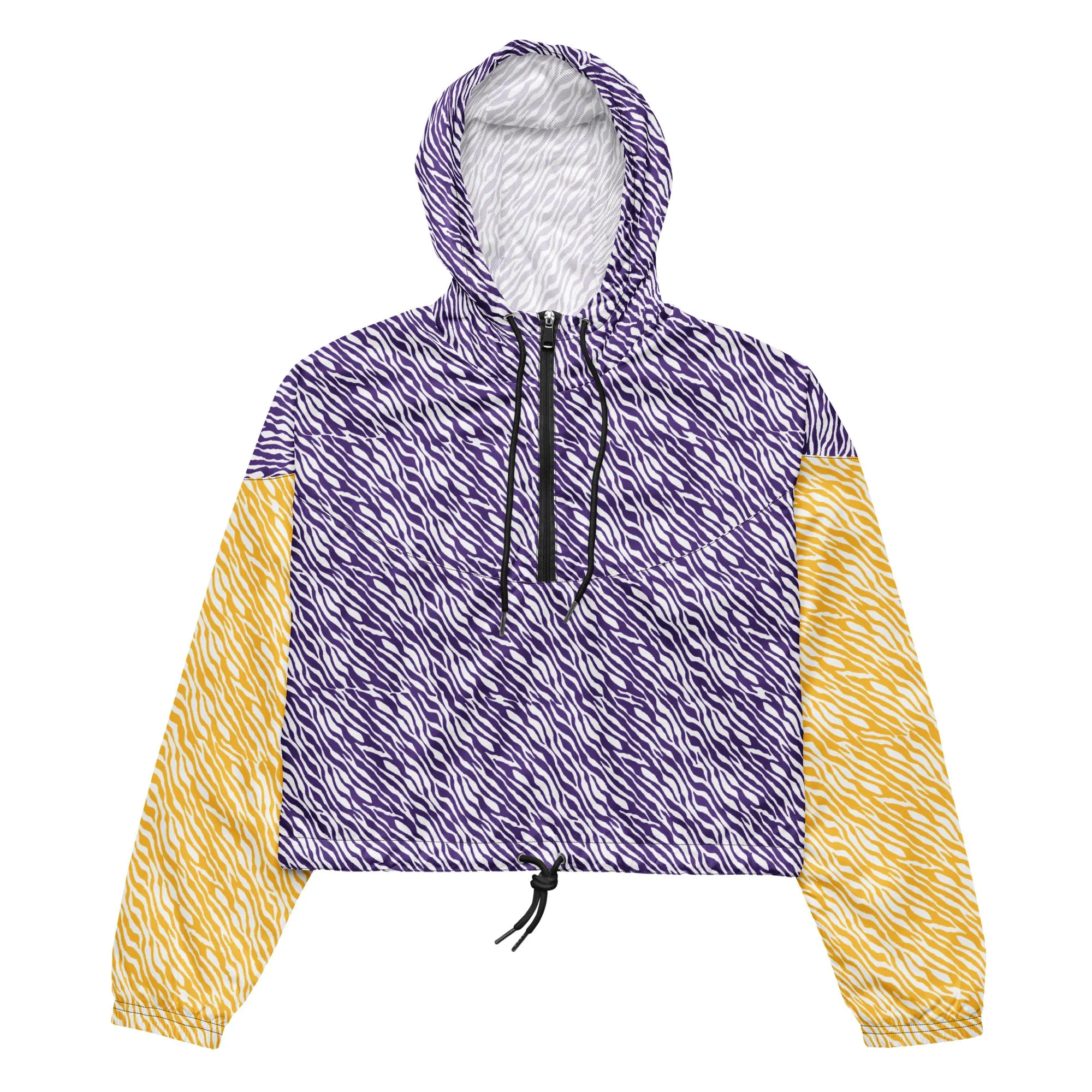 Women’s Cropped Windbreaker - Purple & Gold Zebra Print - The Original