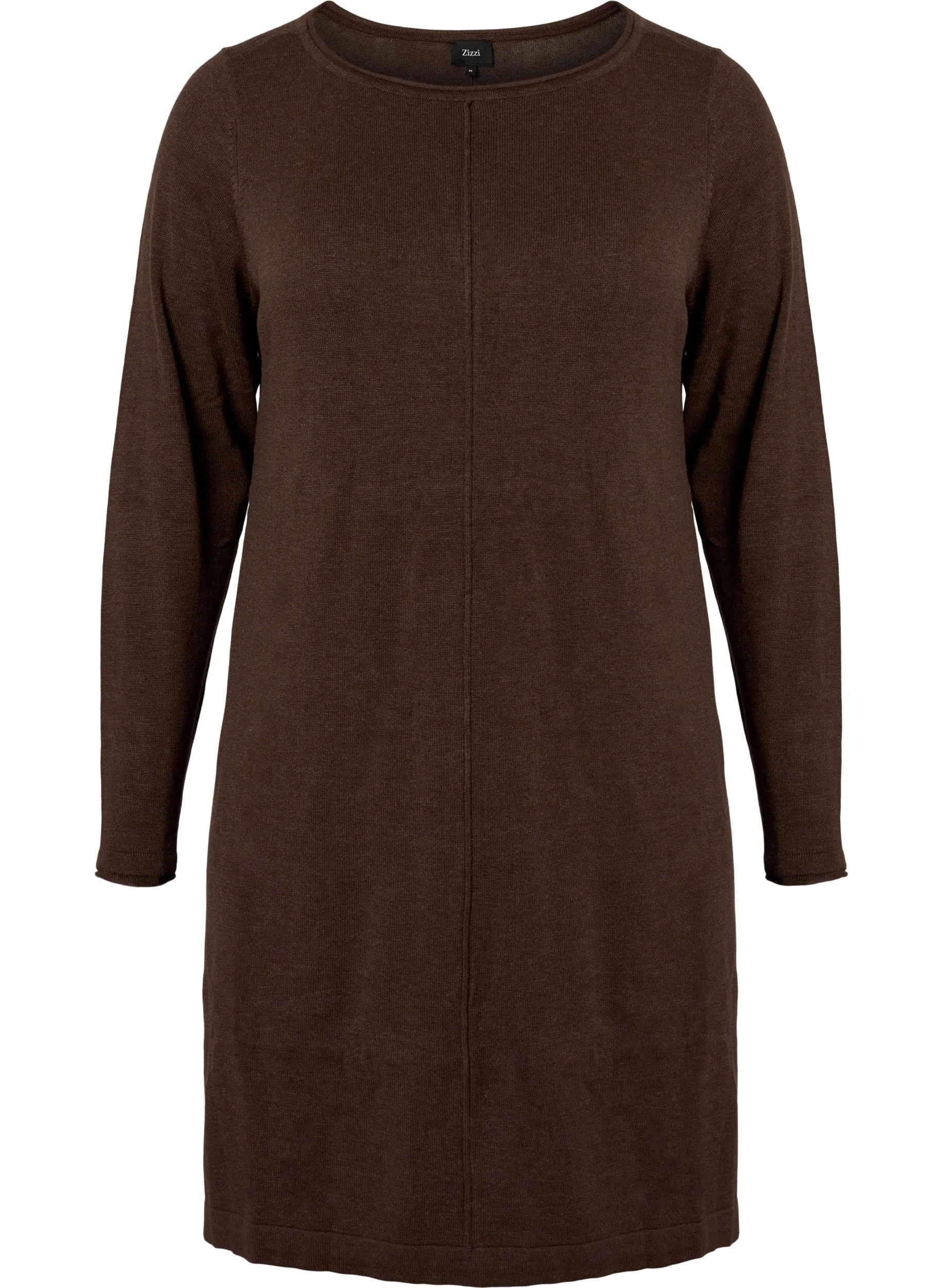 Zizzi Demi Knitted Dress in Brown